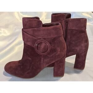 Naturalizer Women's Burgundy Rae Bordo Side Zip Suede Leather Boots Size 9.5M